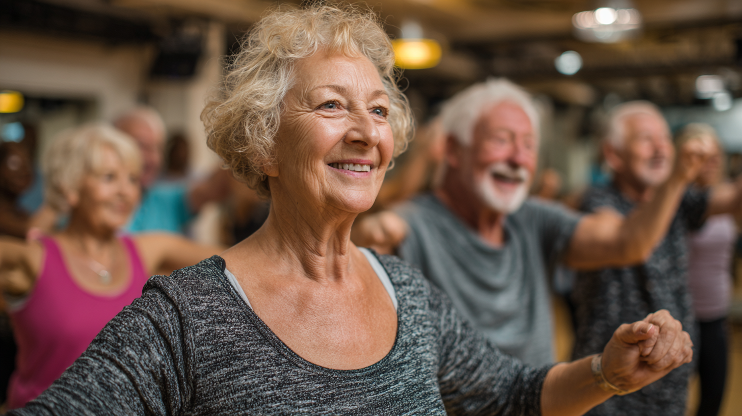 Група старших людей займається фітнесом на свіжому повітрі в парку